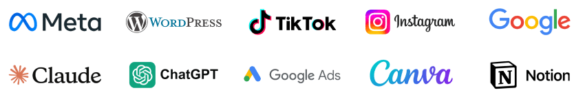 Tools yang akan dikuasai: Google, SEO, Claude, Notion, Not Just Analytics, Instagram, Facebook, Meta, Ubersuggest, Google Trends, ChatGPT